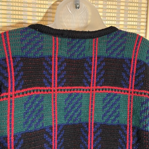 Tally Ho Vintage 1990s Y2K Plaid Tartan Button Down Cardigan Sweater Wool Medium - Picture 12 of 15